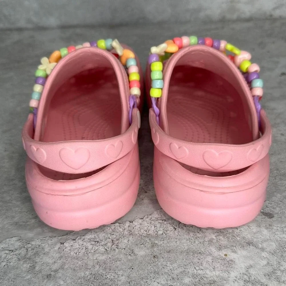 Pink Crocs Slides with heart charms Kids‎ 12 #kidcore